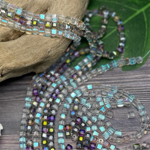 50 Austrian Crystals Cube Beads AB Clear & Purple Green Colored DIY Mixed Lot - Picture 12 of 17